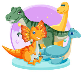 Cute dinosaurs cartoon group