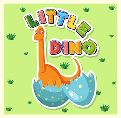 Little cute dinosaur cartoon poster