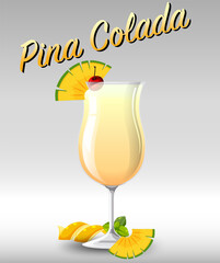 Pina colada cocktail in the glass