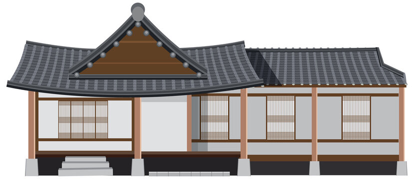 Korean ancient house on white background