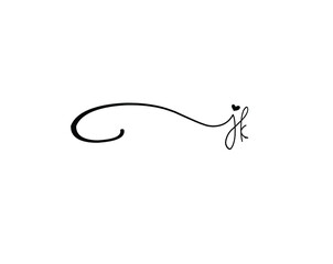 jk initial handwriting logo vector