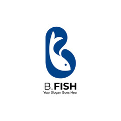 Obraz premium Letter B logo and fish design, simple logo template