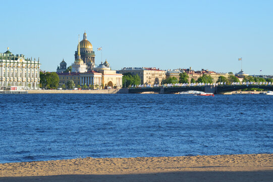 View of the Neva River in the center of St. Petersburg.