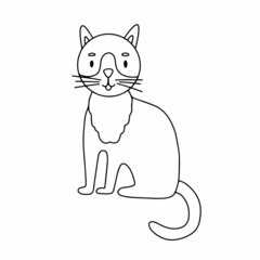 Cat hand drawn outline doodle icon. Domestic animal. vector illustration for print, web, mobile and infographics isolated on white background.