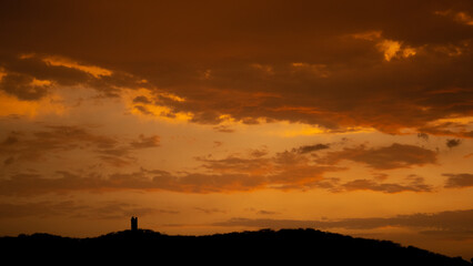 Fototapeta na wymiar Sunset at hills in Wankaner, Gujarat, India