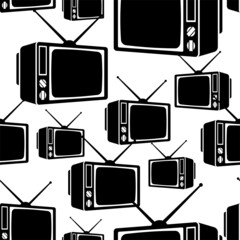 Retro TV pattern seamless. Old televisor background. Vector texture