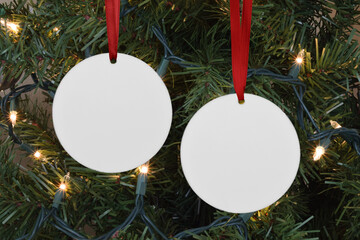 Two Sided Round Christmas Ornament Mockup