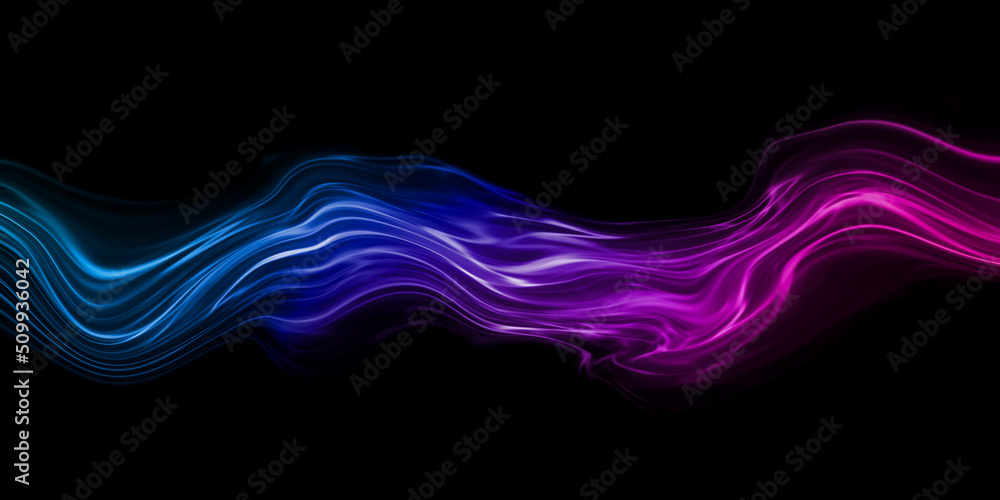 Poster abstract colorful spectrum light liquid fluid or smoke flowing isolated on black background