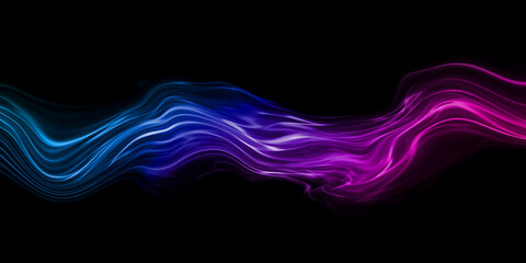 Abstract colorful spectrum light liquid fluid or smoke flowing isolated on black background