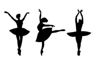 Naklejka na ściany i meble 3 dancing ballerina silhouette. Vector illustration