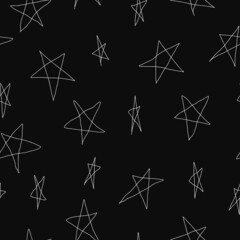Hand drawn seamless star doodles pattern