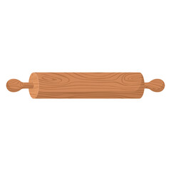 Cartoon nature wooden kitchenware utensil rolling pin with wood grain texture
