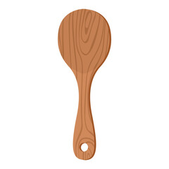 Cartoon nature wooden kitchenware utensil rice spatula with wood grain texture