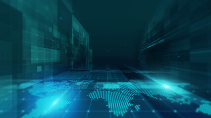 A digital cyber business database, Future technology or global marketing and communication network.