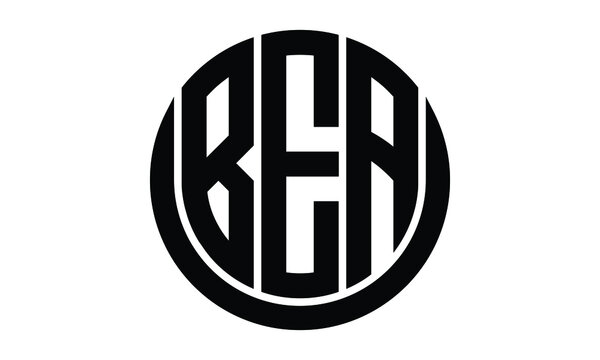 BEA shield in circle logo design vector template. lettermrk, wordmark, monogram symbol on white background