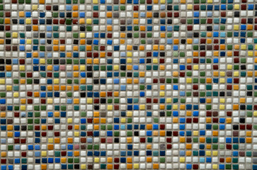 Colorful ceramic mosaic tiles close up