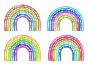 Watercolor rainbow illustration vintage