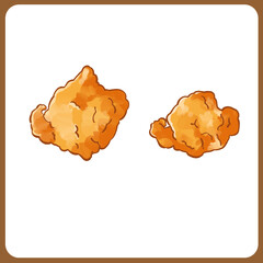 手描きの唐揚げイラストセット・上からと斜めから