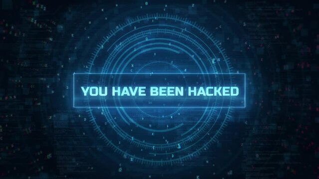 you have been hacked computer error warning message with technology glitch and noise background