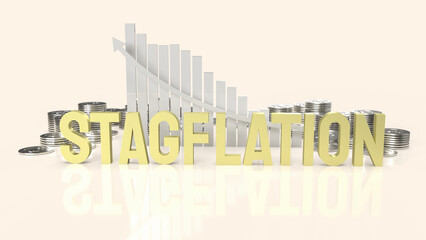 The stagflation  text on chart for business concept 3d rendering