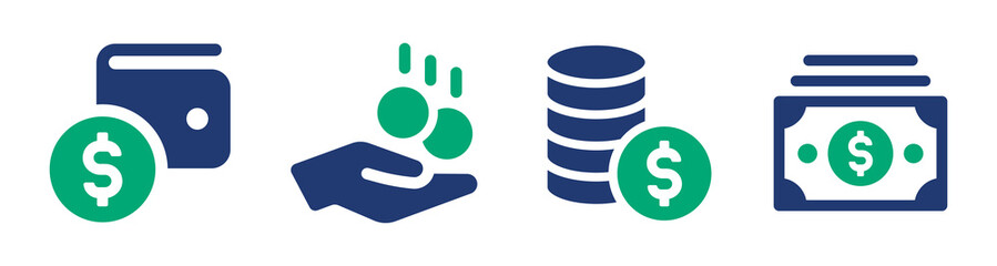 Cash money icon vector set.