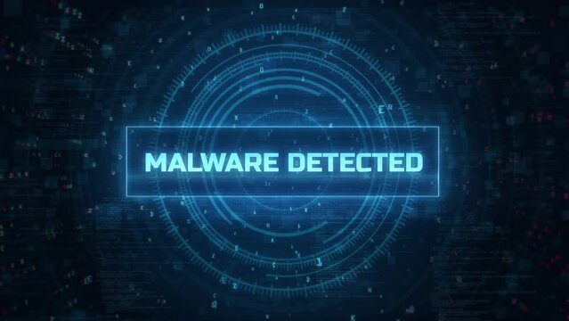 malware Attack glitch text. Anaglyph 3D effect. HUD Technological retro background. Hacker application, malware, virus concept. Computer program, cyber security