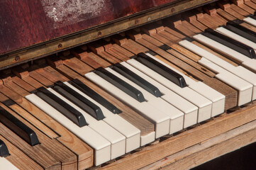  broken and dusty piano claviature