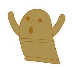 バンザイして喜ぶかわいい埴輪のイラスト素材　古墳時代