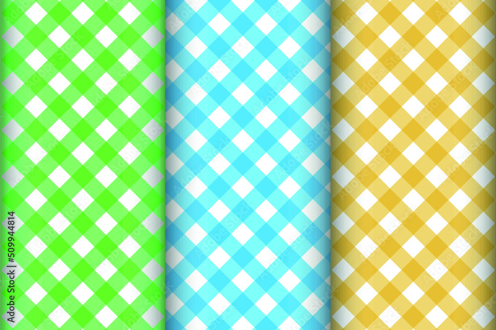 Poster set of 3 gingham style seamless patterns