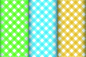 Set of 3 Gingham Style Seamless Patterns