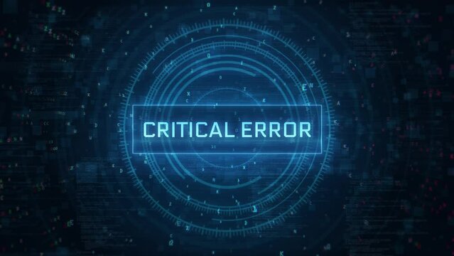 critical error found message with glitch effects over computer technology hi-tech HUD background