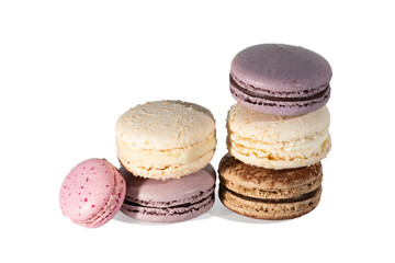 French sweet dessert macarons on white.	
