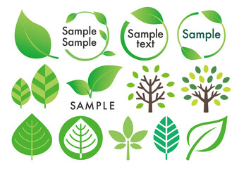 葉っぱのアイコンデザインセット