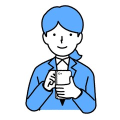 スマホを操作する女性　イラスト素材