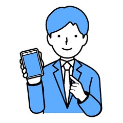 スマホを操作する男性　イラスト素材