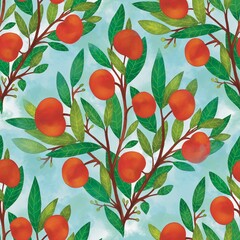 Seamless pattern of juicy red apples