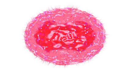 Monkeypox virus abstract visualization on white background. Macro illustration of pox virus. 3d render. 
