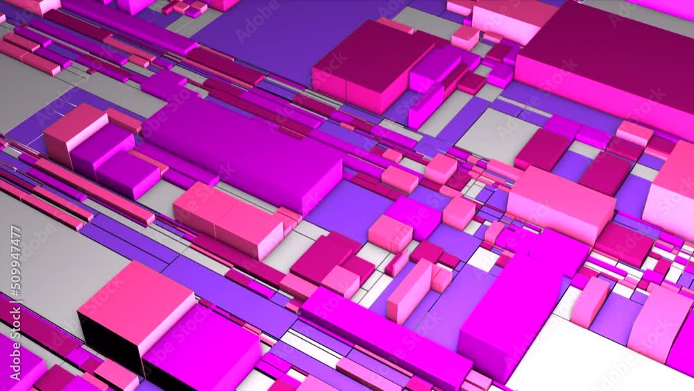 Poster abstract cubic background with different 3d shapes expanding into the sides. motion. geometric shape