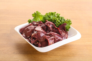 Raw chicken liver in the bowl