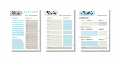 Daily, weekly, monthly planner. Simple printable to do list. Business organizer page. A4