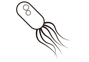 Icono negro de bacteria en fondo blanco.