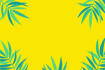 Fototapeta na wymiar Summer banner with palm tree leaves with blank space for text. 