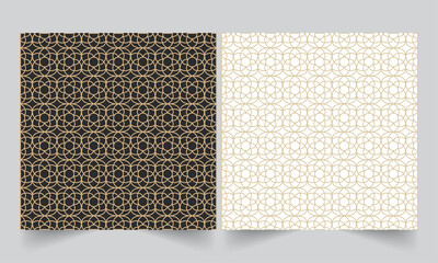 Seamless Geometric Flower Pattern Background In Two Color Options.
