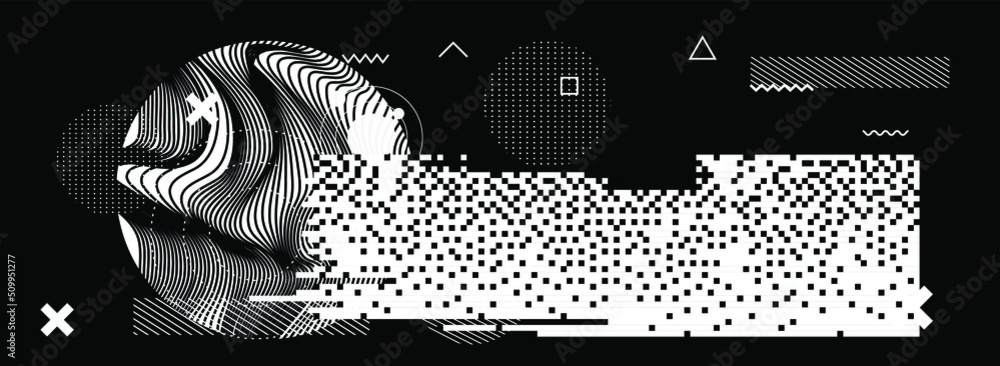 Aufkleber abstract geometric background with glitched shapes and figures.
