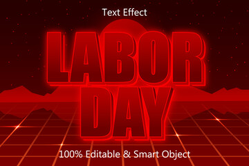 Labor Day Editable Text Effect 3 dimension Emboss Retro Style