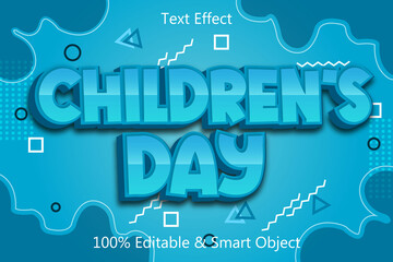 Children day Editable Text Effect 3 dimension Emboss Cartoon Style