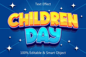 Children Day Editable Text Effect 3 Dimension Emboss Modern Style
