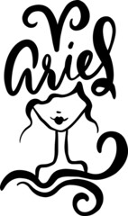 Zodiac sign Aries girl sketch. Abstract vector illustration.
