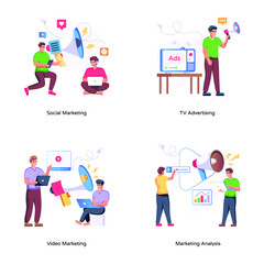 Set of Digital Marketing Flat Illustrations 