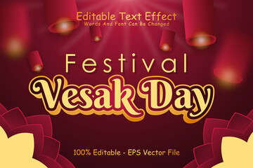 Festival Vesak Day Editable Text Effect 3 Dimension Emboss Cartoon Style